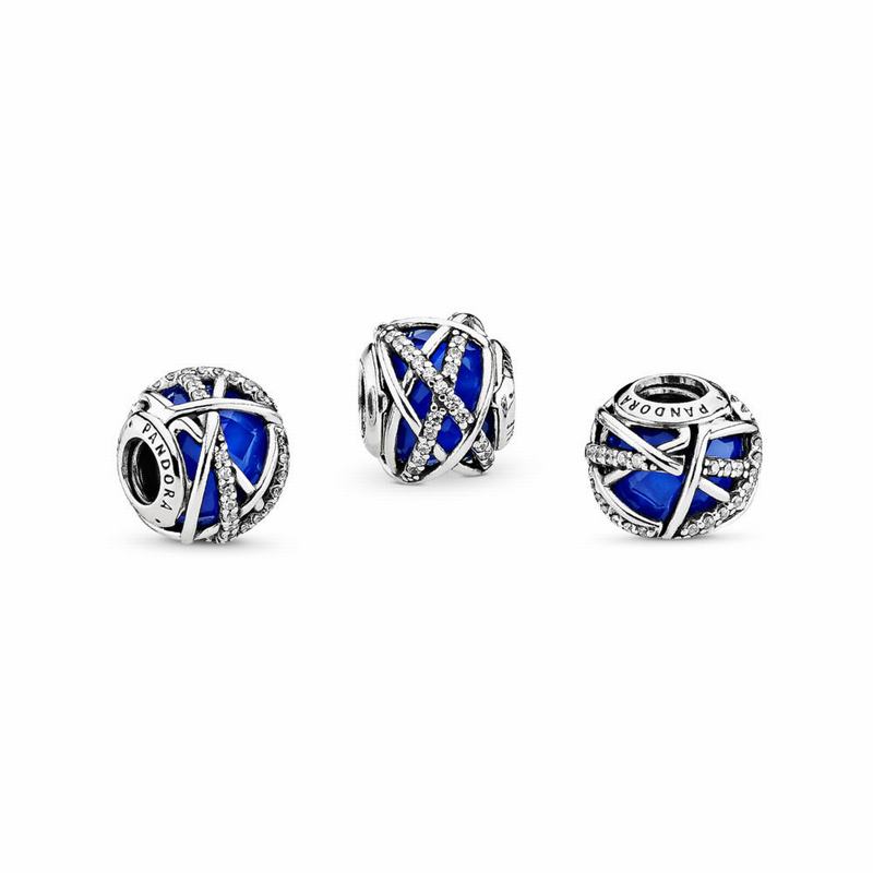 Pandora Galaxy Charm Ireland - Sterling Silver/Blue/Mixed Stones/Cubic Zirconia - 491625LKH